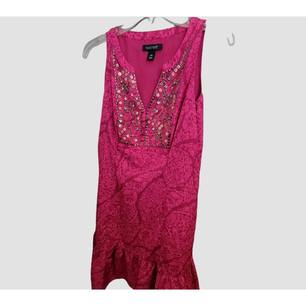 White House Black Market Red Dress Size XS Shiny Sequins on V Neck